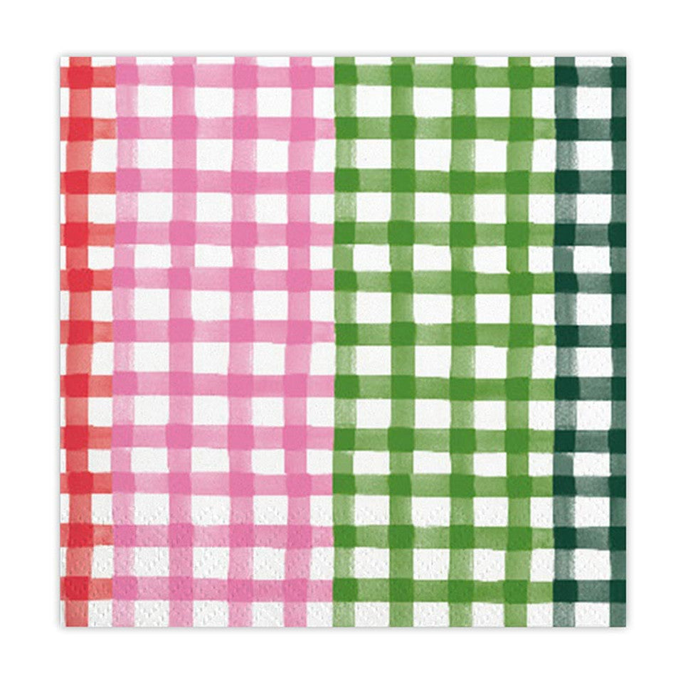 Holiday Gingham Cocktail Napkin