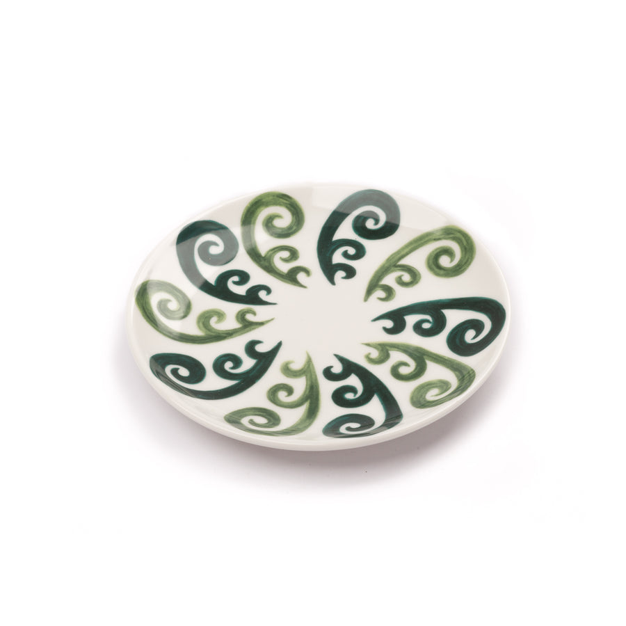 Peacock Salad Plate in Two Tone Green