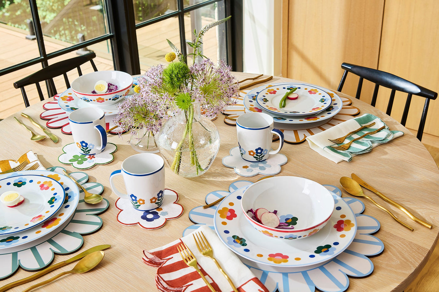 Floral Embroidered Linen Coasters (Set of 4)