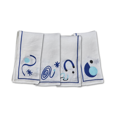 Celestial Embroidered Linen Napkins (Set of 4)