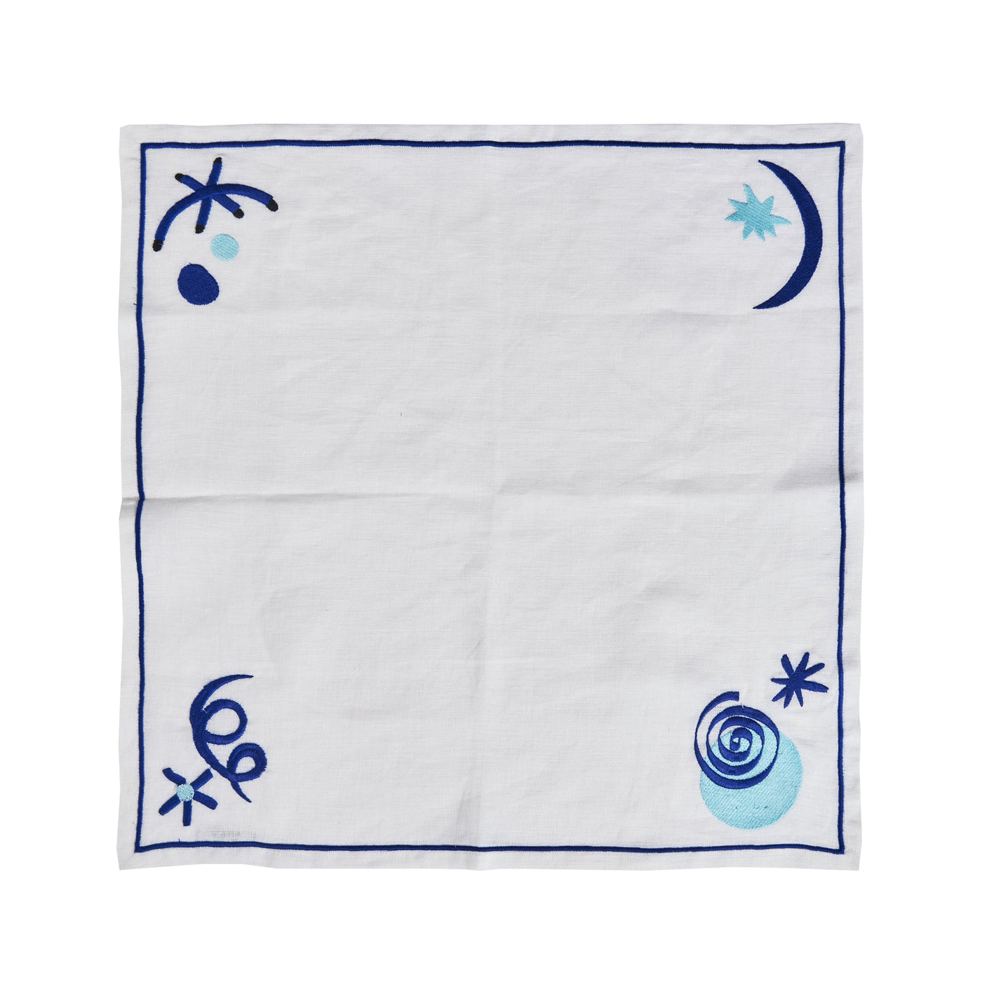Celestial Embroidered Linen Napkins (Set of 4)