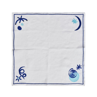 Celestial Embroidered Linen Napkins (Set of 4)