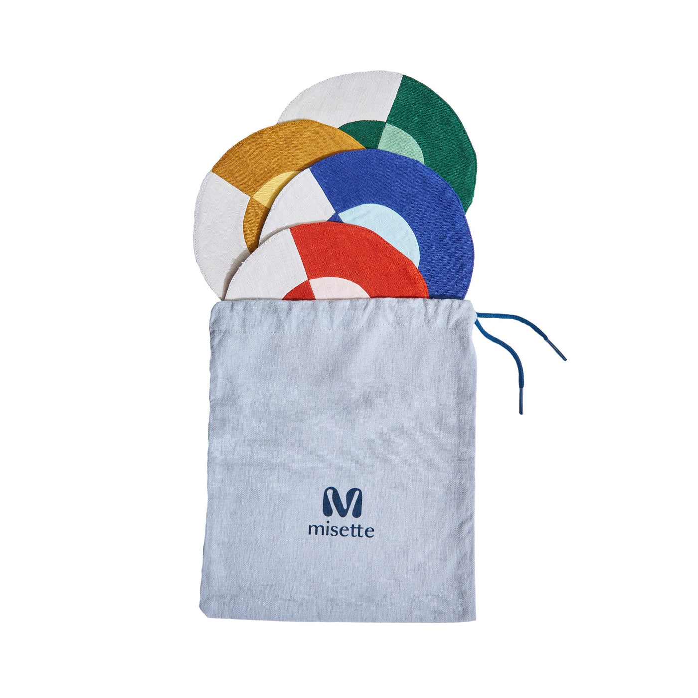 Bauhaus Embroidered Linen Coasters in Multicolor (Set of 4)
