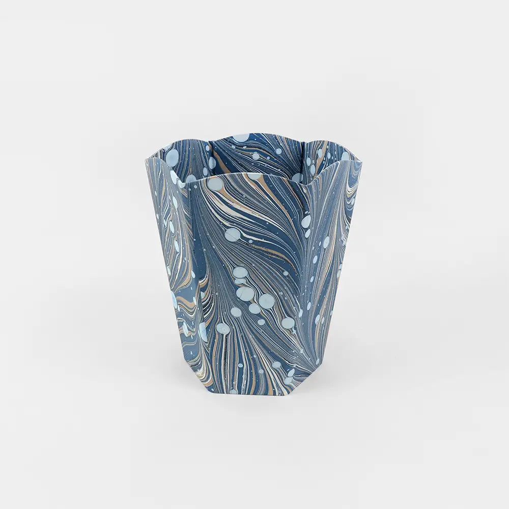 Marbled Scalloped Waste Basket Small (Various Colors)