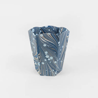 Marbled Scalloped Waste Basket Small (Various Colors)