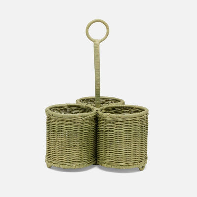 Green Rattan Wine Bottle Holder