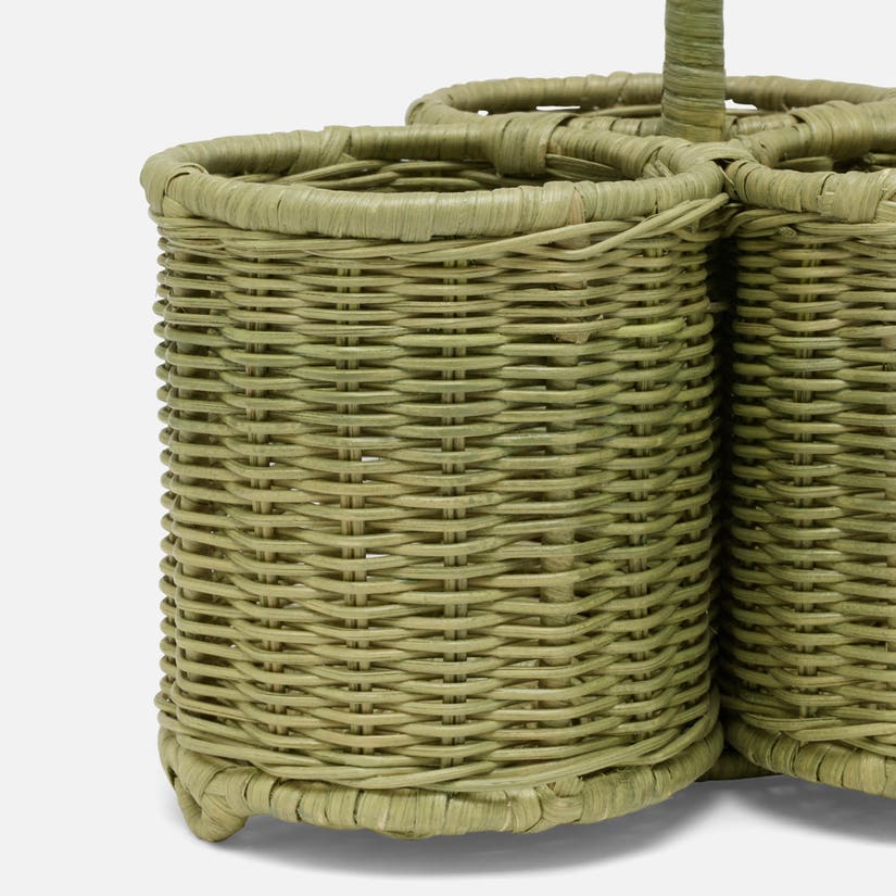 Green Rattan Wine Bottle Holder