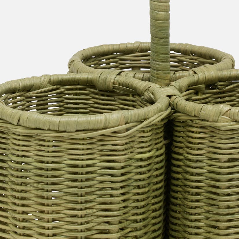 Green Rattan Wine Bottle Holder