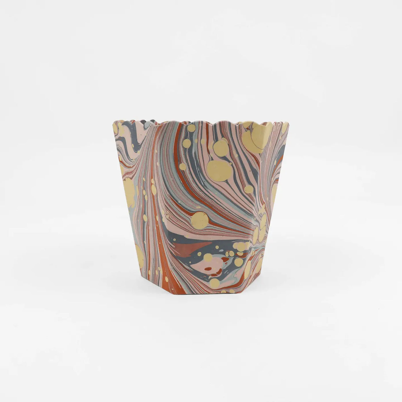 Marbled Scalloped Waste Basket Small (Various Colors)
