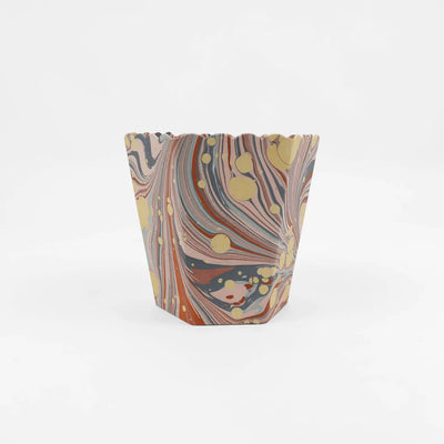 Marbled Scalloped Waste Basket Small (Various Colors)