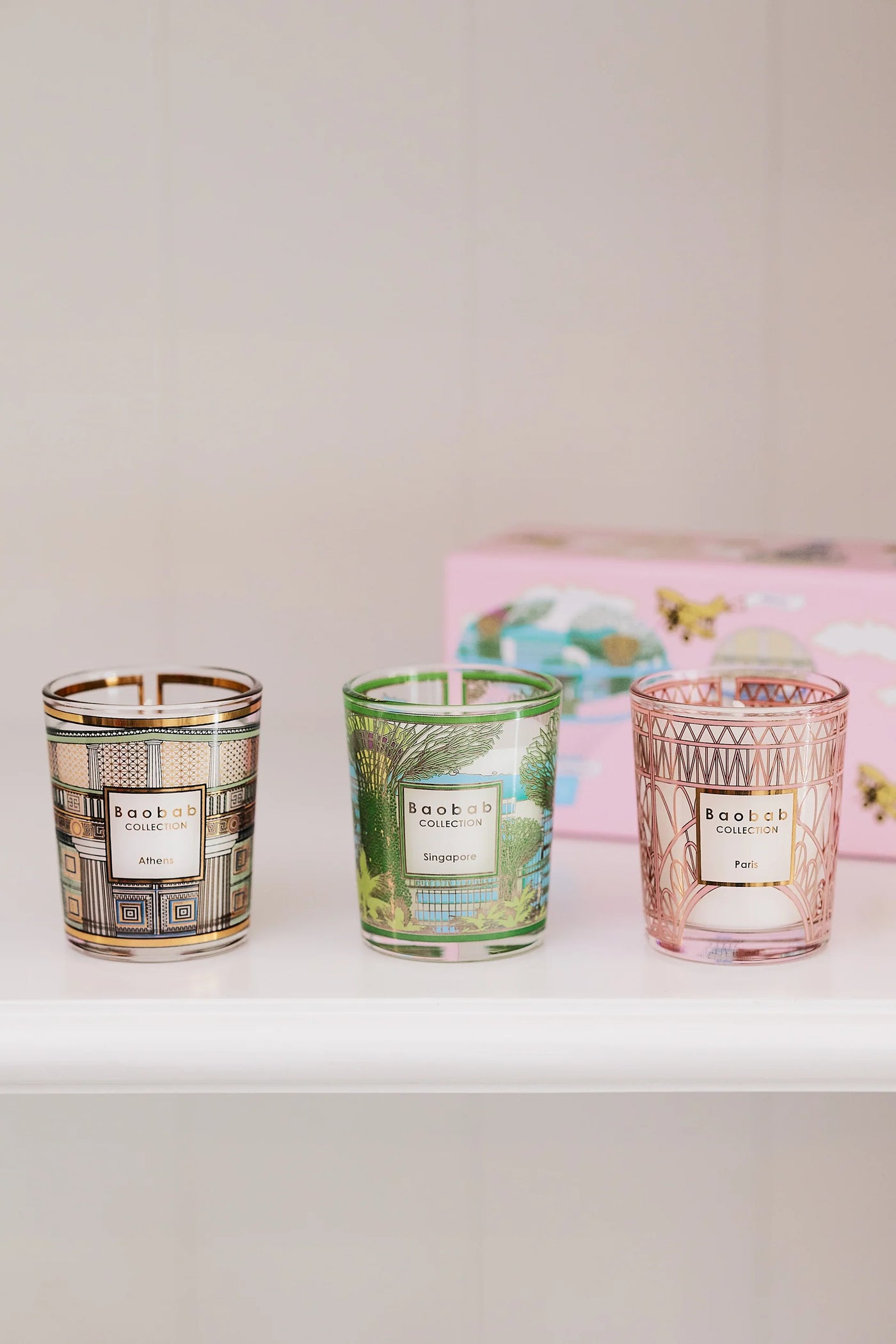 Singapore-Athens-Paris Trio Candles