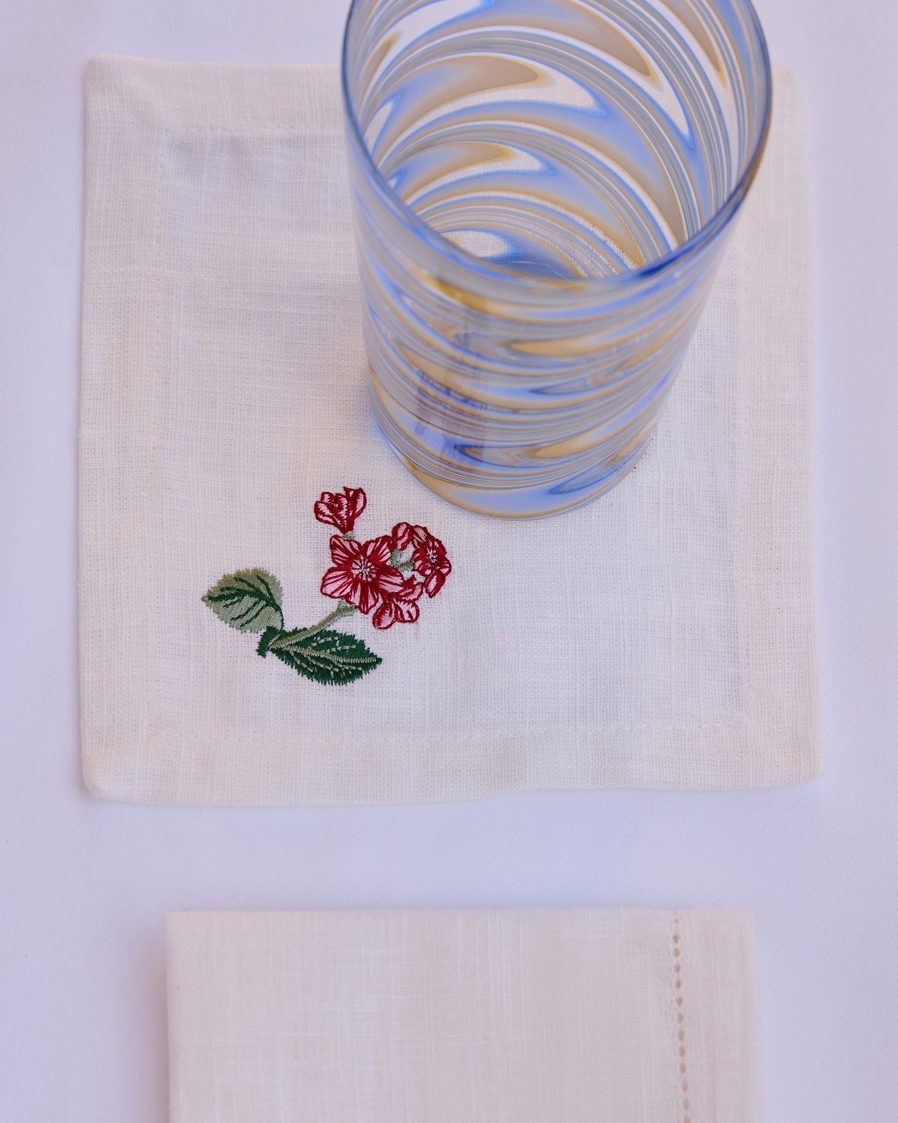 Floral Medley Embroidered Cocktail Napkins (Set of 6)
