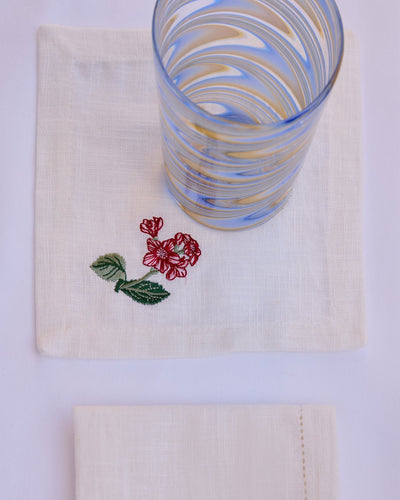 Floral Medley Embroidered Cocktail Napkins (Set of 6)