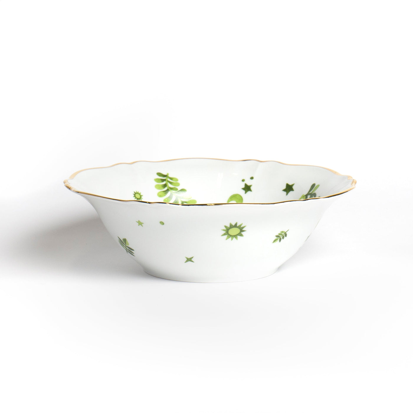 Green Floral Salad Bowl