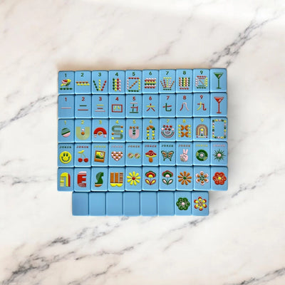 Mahjong Tiles in Mod French Blue