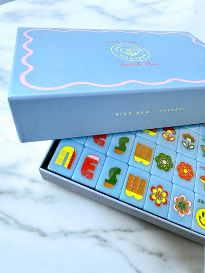Mahjong Tiles in Mod French Blue