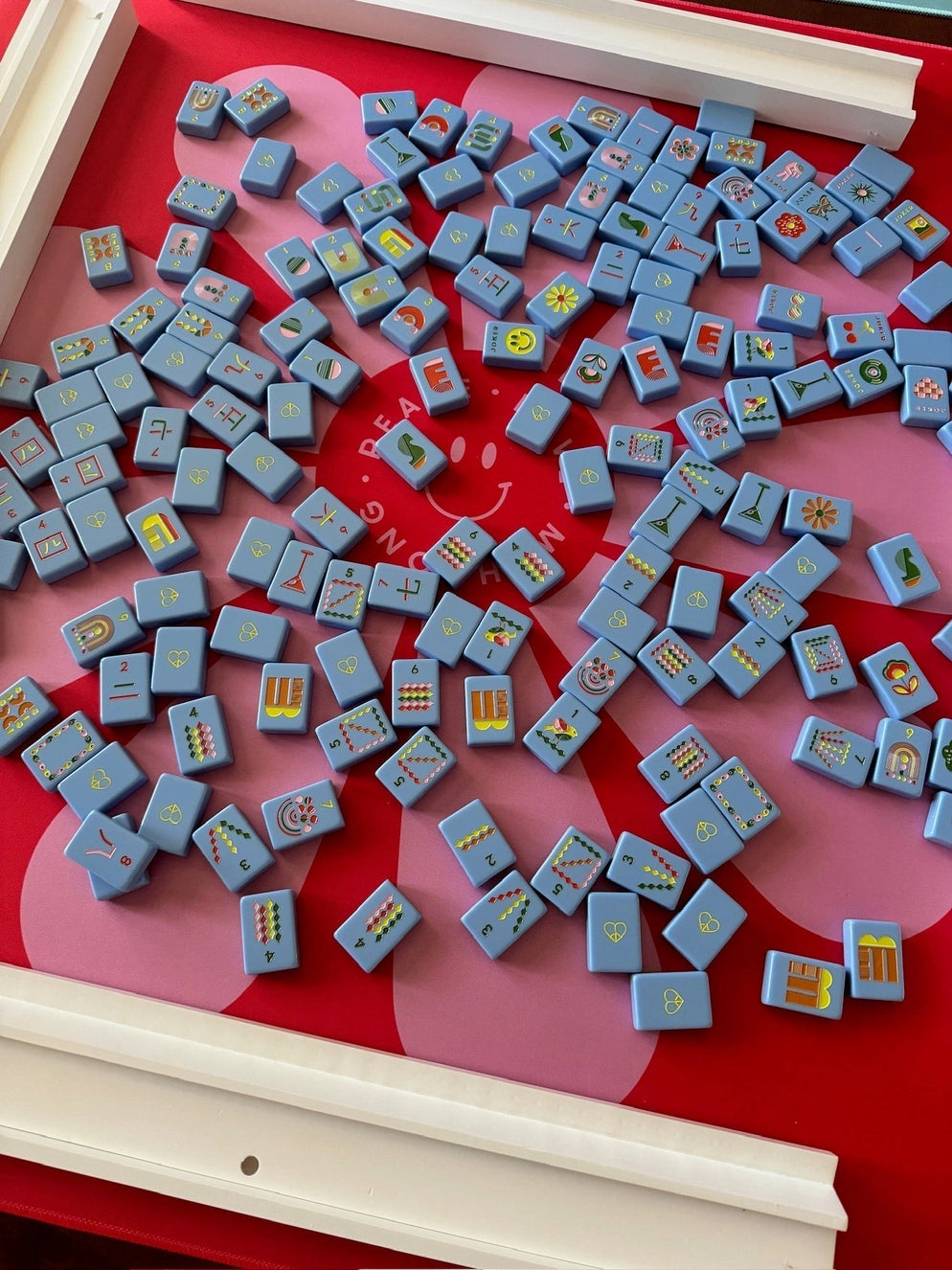 Mahjong Tiles in Mod French Blue