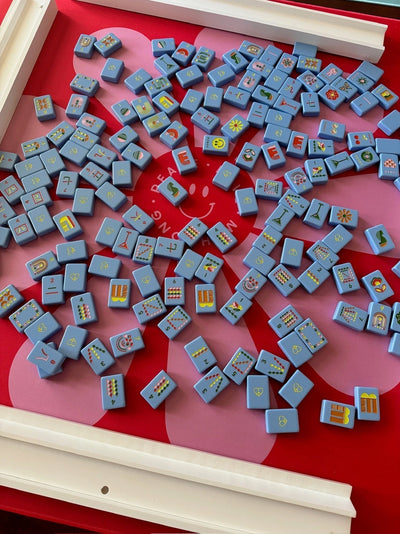 Mahjong Tiles in Mod French Blue