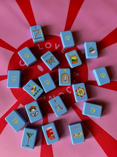 Mahjong Tiles in Mod French Blue