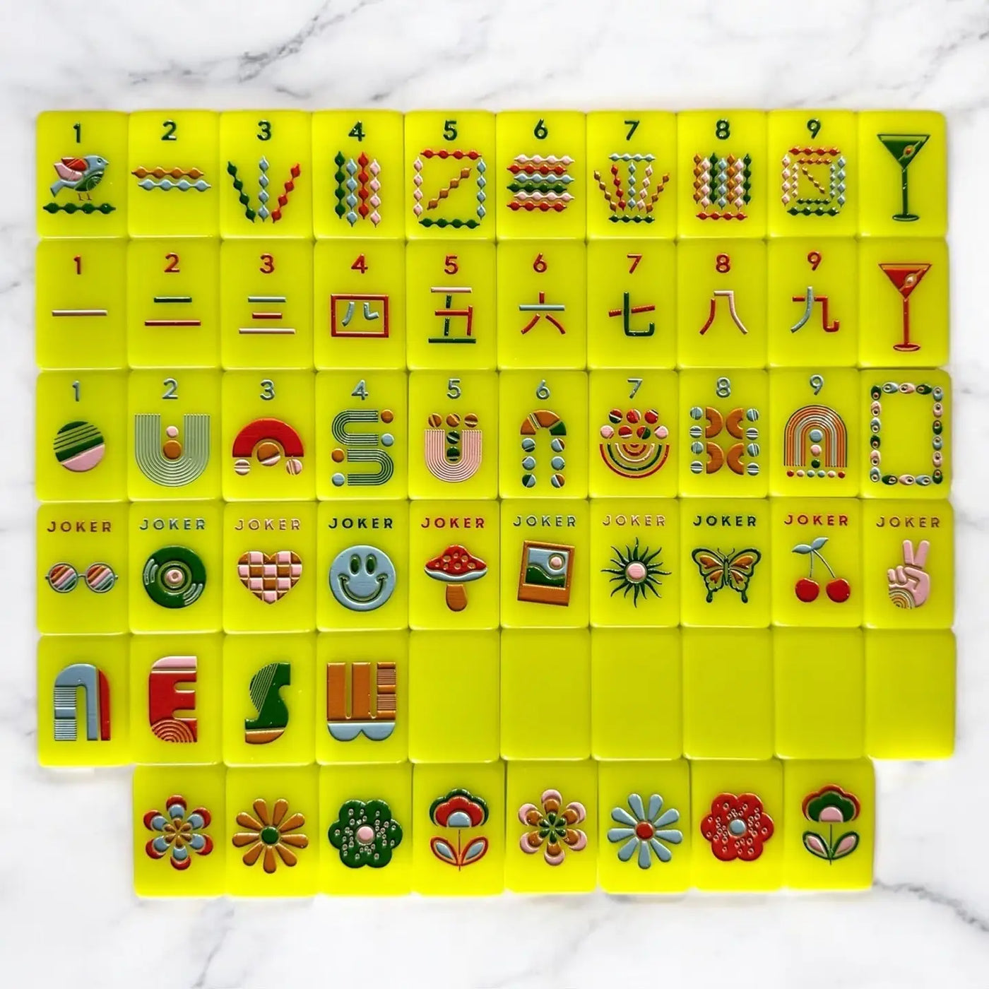 Mahjong Tiles in Mod Chartreuse