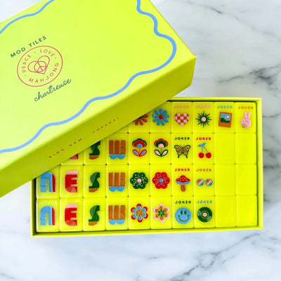 Mahjong Tiles in Mod Chartreuse