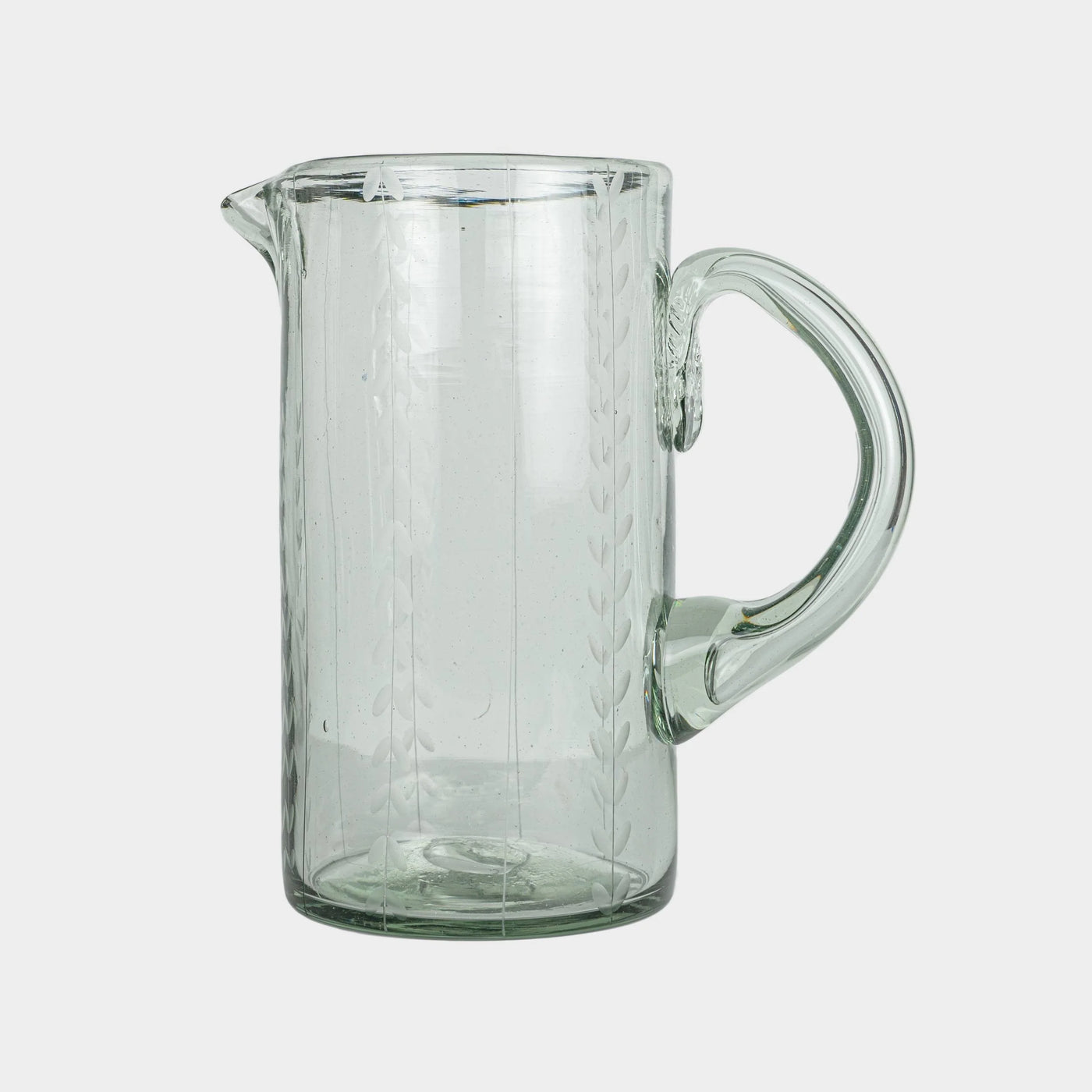 Hand Blown and Hand Etched Recta Pitcher