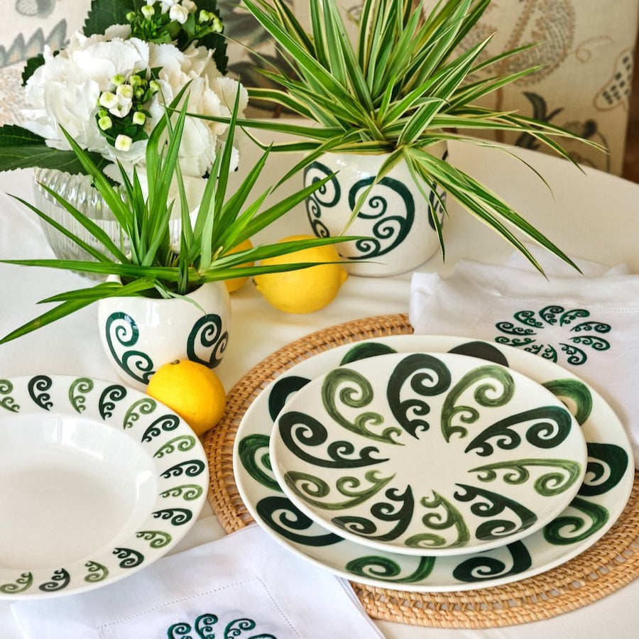 Peacock Salad Plate in Two Tone Green