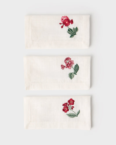 Floral Medley Embroidered Cocktail Napkins (Set of 6)