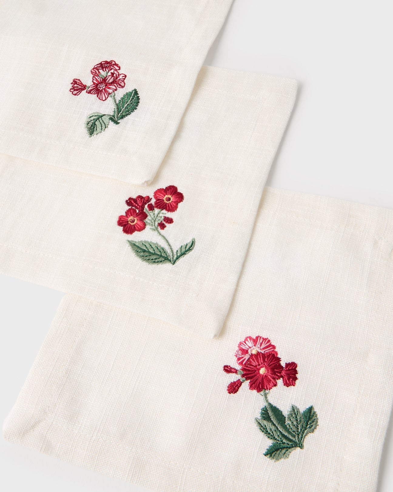 Floral Medley Embroidered Cocktail Napkins (Set of 6)