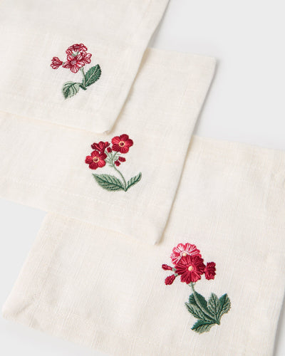 Floral Medley Embroidered Cocktail Napkins (Set of 6)