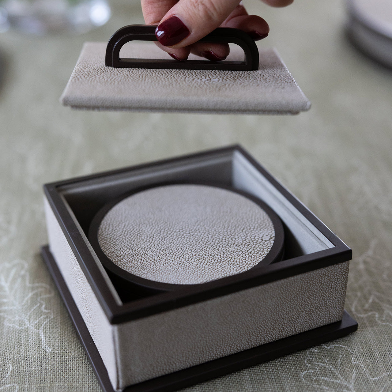 Ecru Shagreen Coaster Set