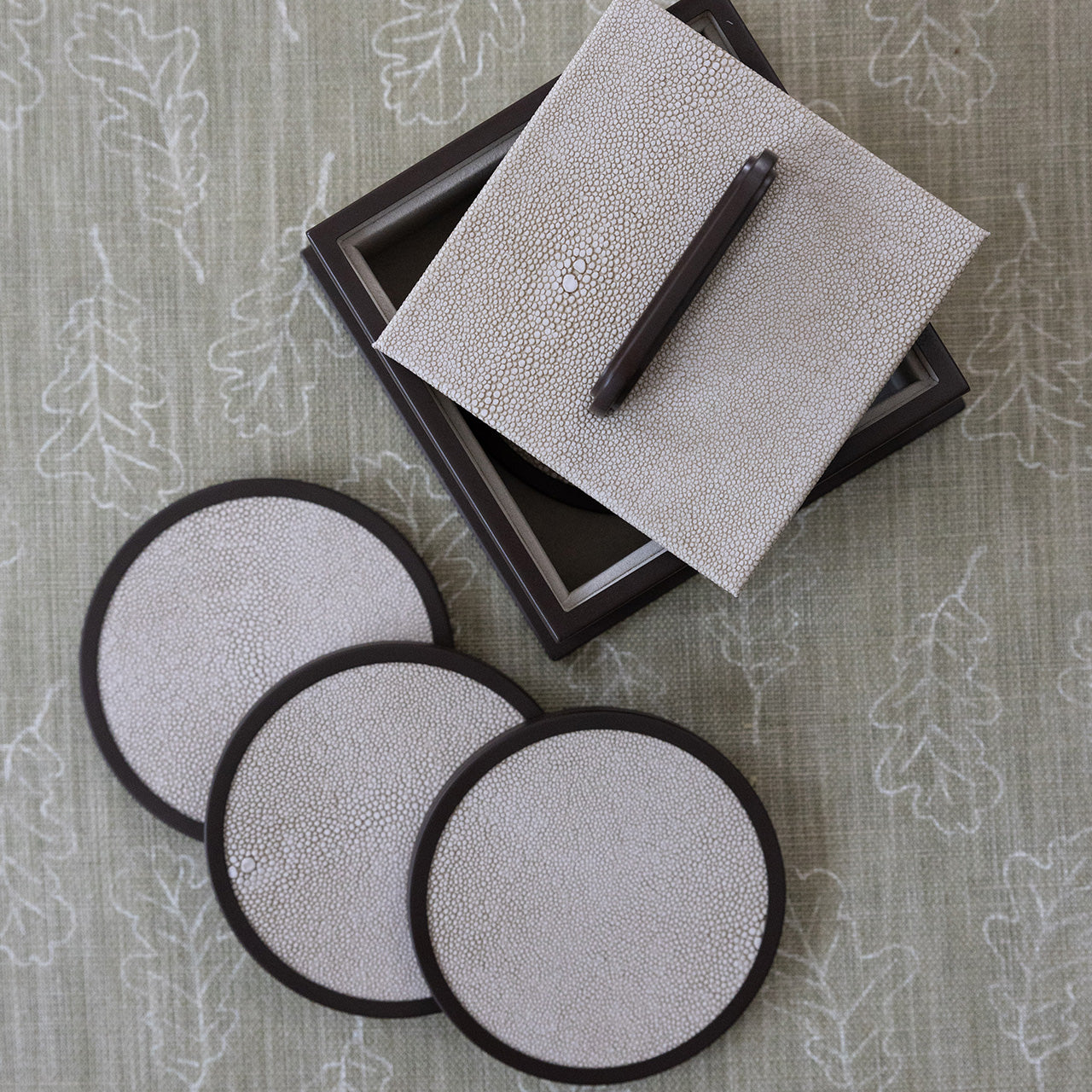 Ecru Shagreen Coaster Set