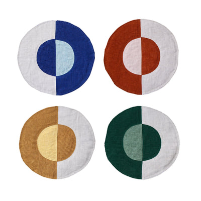 Bauhaus Embroidered Linen Coasters in Multicolor (Set of 4)