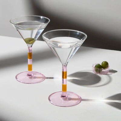 Striped Martini Glasses (Set of 2)