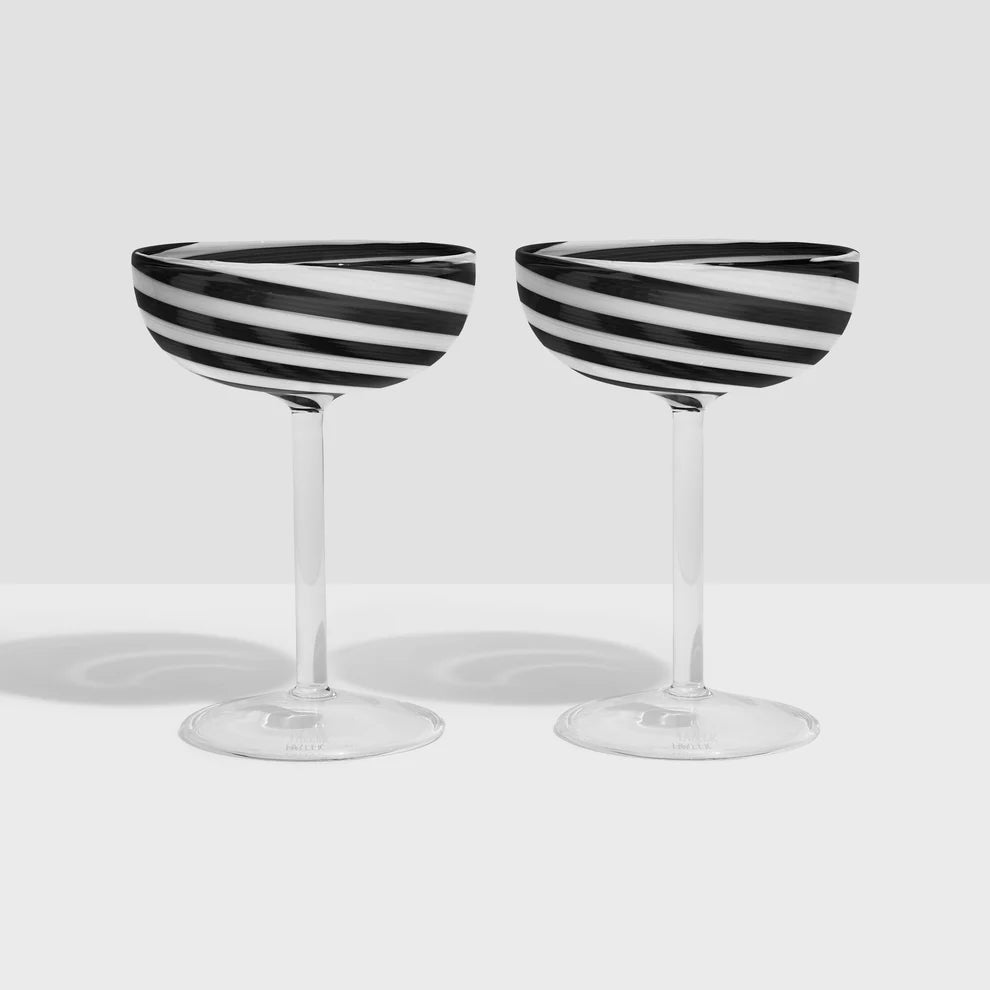 Black/White Swirl Coupe Glasses
