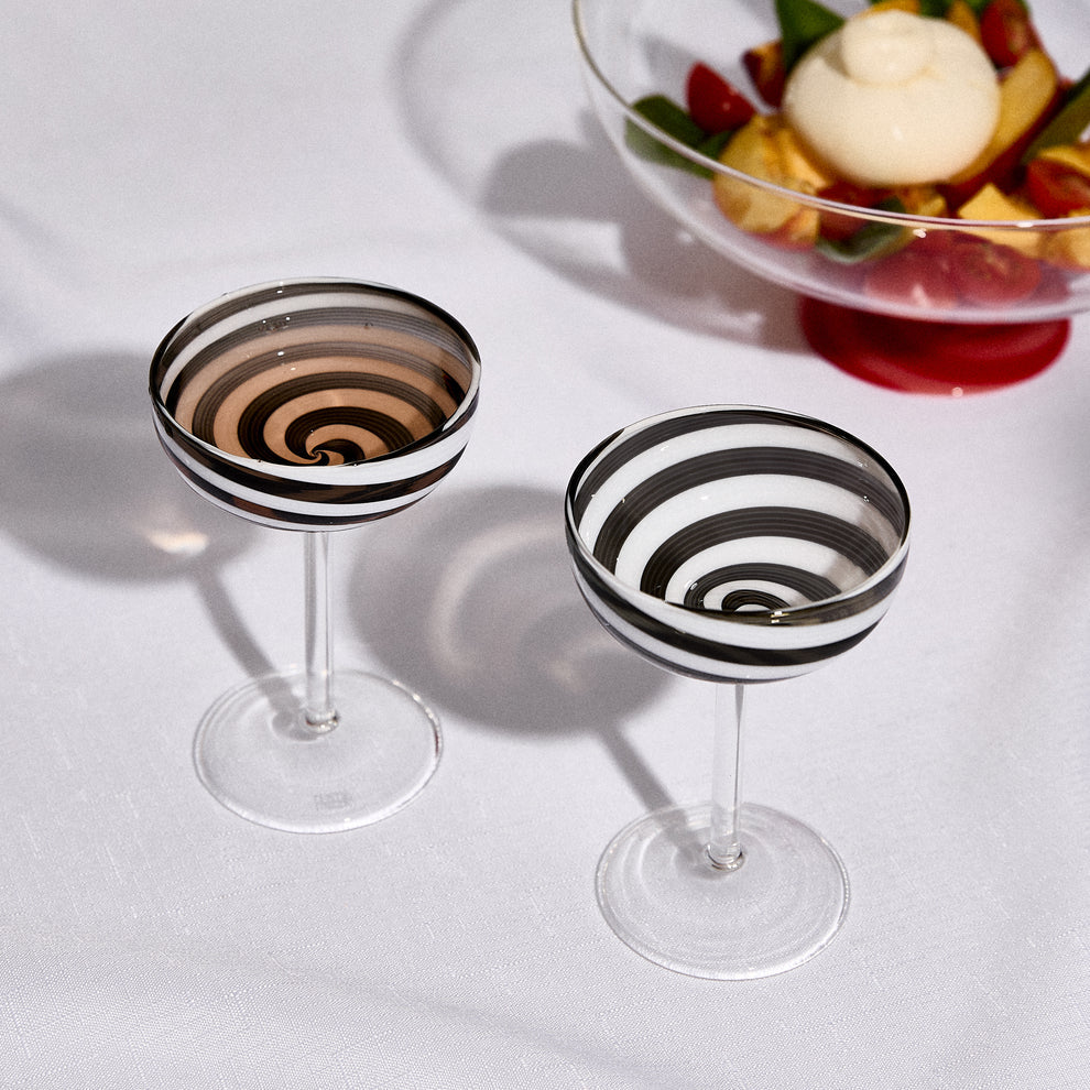 Black/White Swirl Coupe Glasses