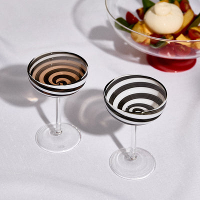 Black/White Swirl Coupe Glasses