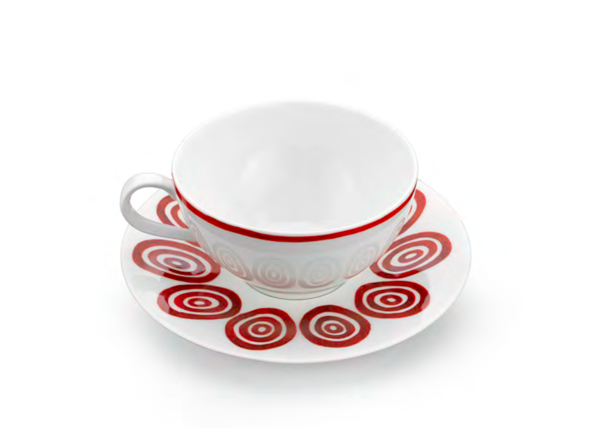 Kyklos Red Tea Cup and Saucer