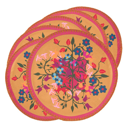 Round Placemats Blumen Orange (Set of 6)