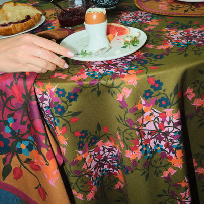 Tablecloth Blumen Green (Square)