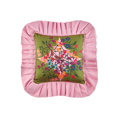 Ruffled Pillow Cover Blumen Green