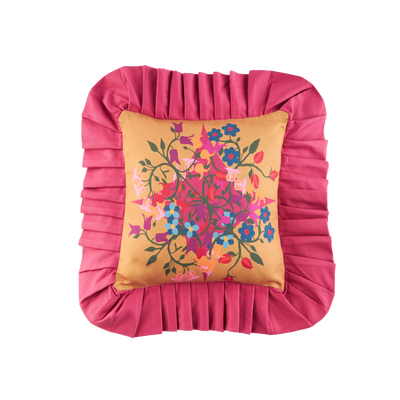 Ruffled Pillow Cover Blumen Orange