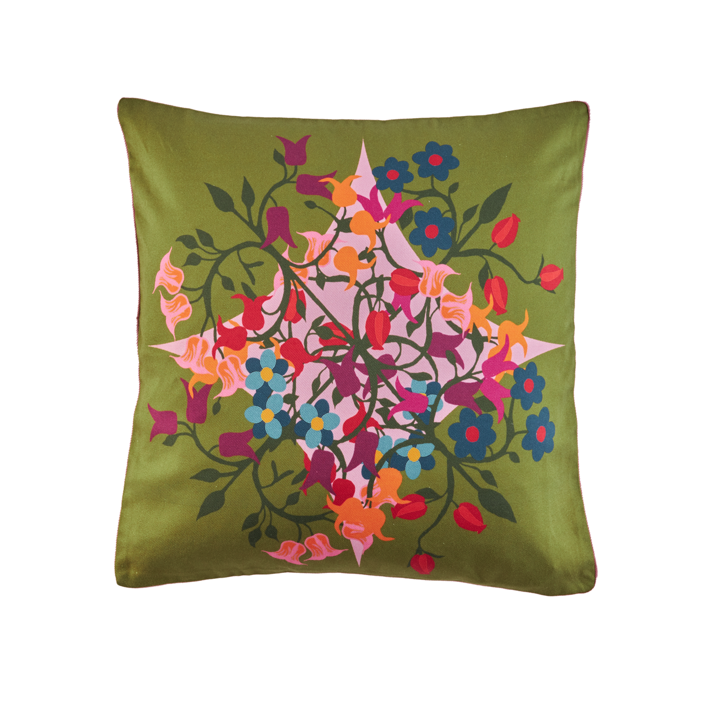 Square Pillow Cover Blumen Green