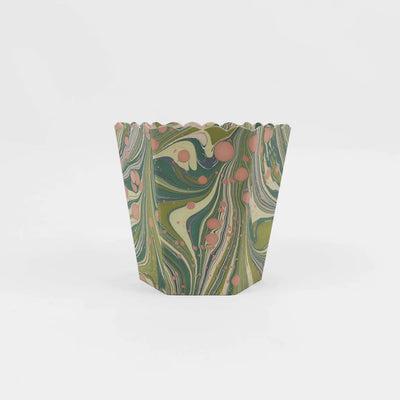 Marbled Scalloped Waste Basket Small (Various Colors)