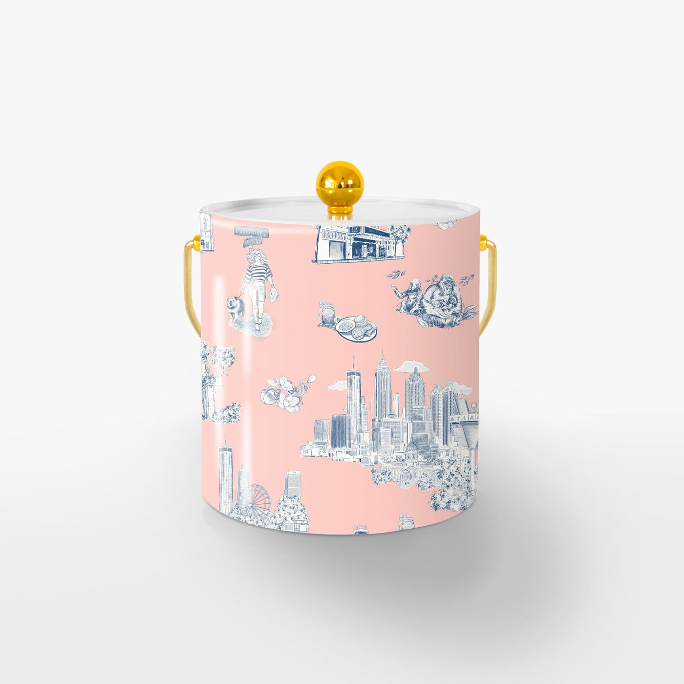 Atlanta Toile Ice Bucket (Pink/Navy)