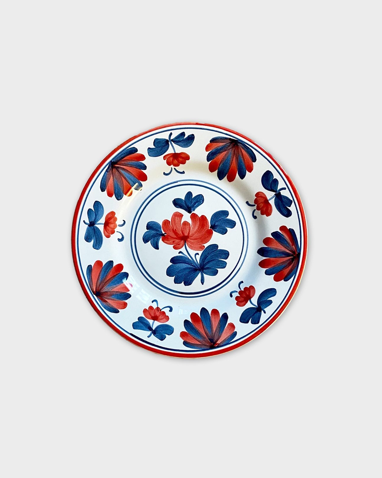 Blossom Dessert Plate - Red & Blue