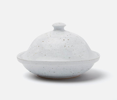 White Salt Glaze Cloche Serving Platter