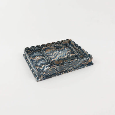 Marbled Scalloped Rectangular Tray (set of 2)