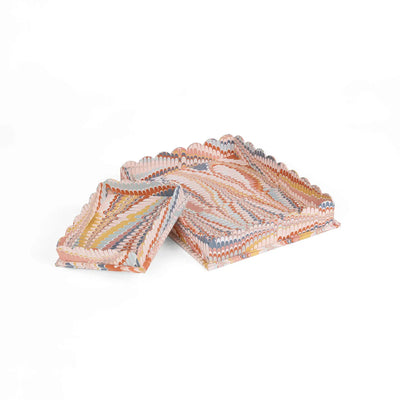 Marbled Scalloped Rectangular Tray (set of 2)