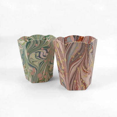 Marbled Scalloped Waste Basket Small (Various Colors)